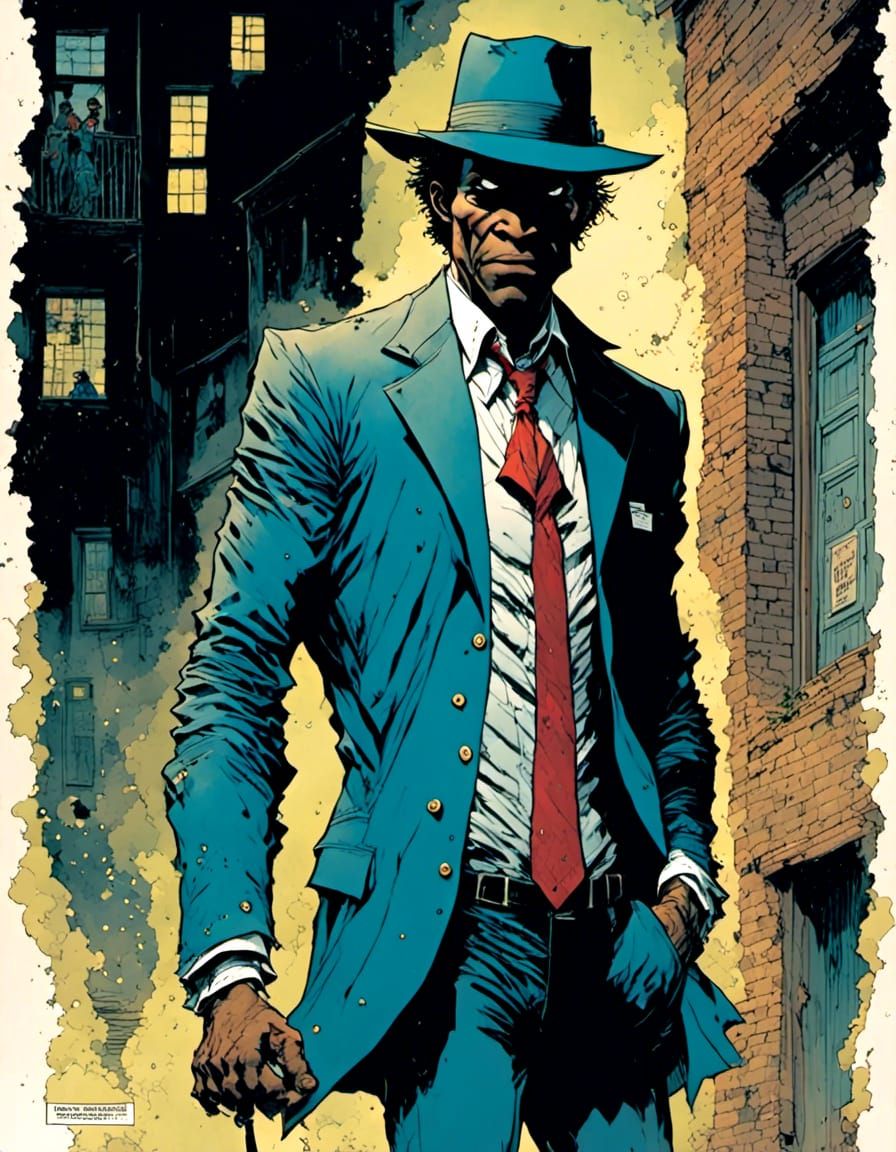 Sinister Faceless Detective in a Dingy Alleyway