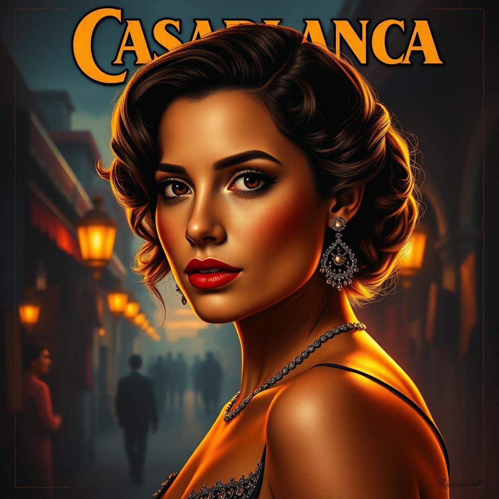 Vintage Moroccan Movie Poster in Art Deco Style