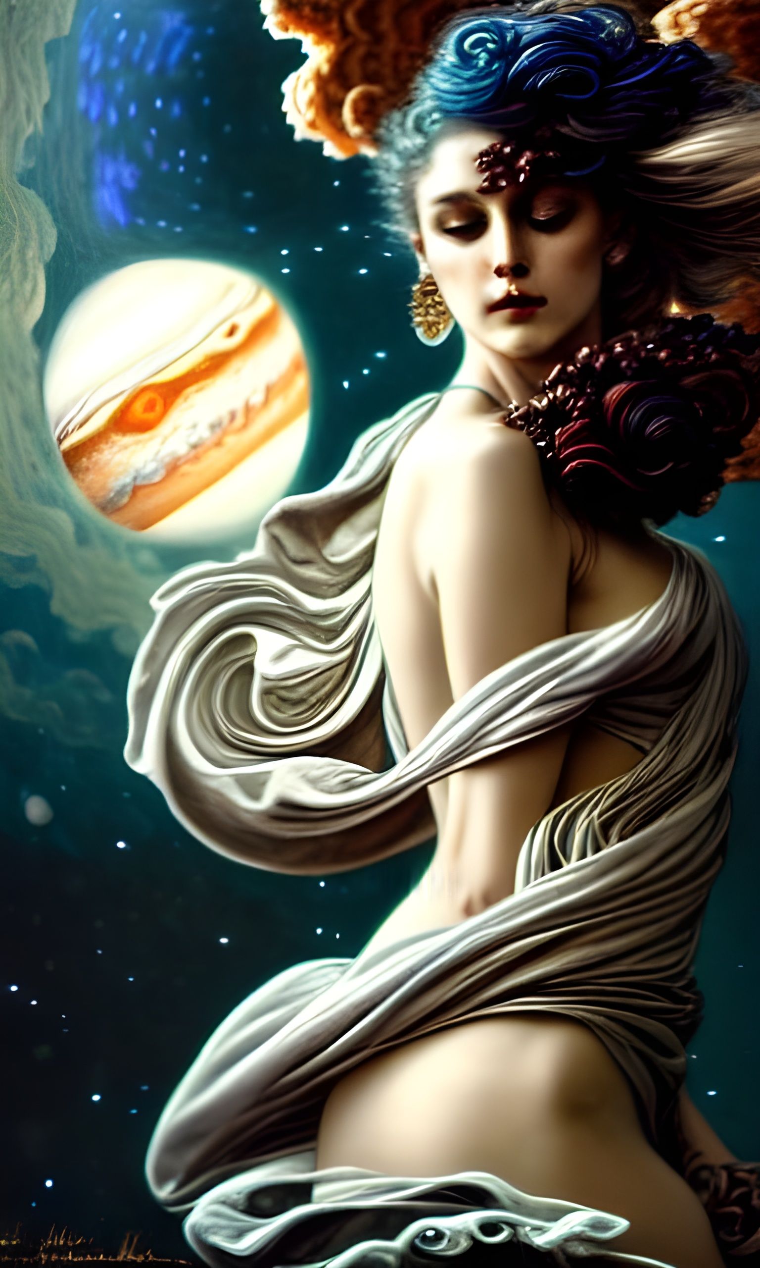 Intricate Rococo Portrait of Jupiter's Moonchild