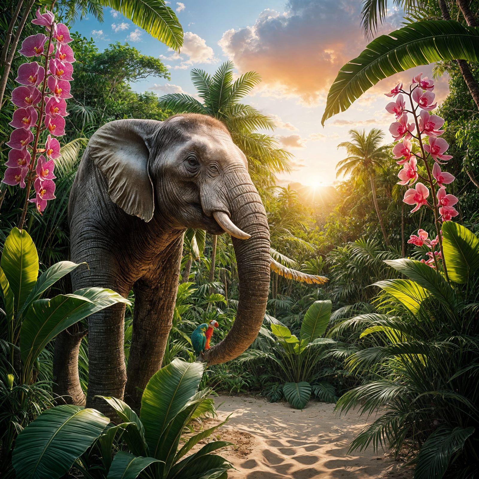 Cinematic Jungle Sunset Over Caribbean Beach