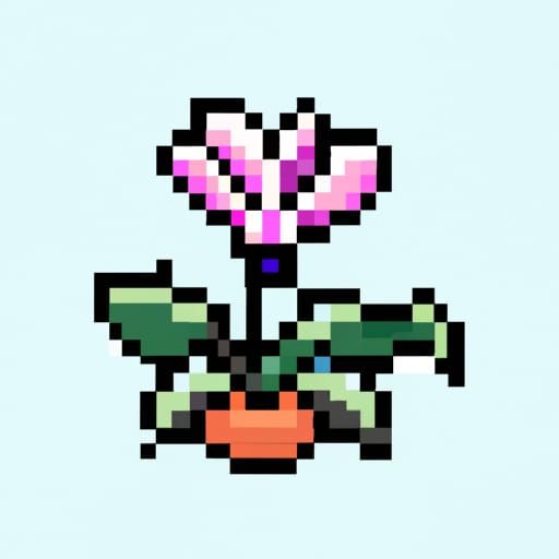 Cyclamen Flower in Pixel Art Style
