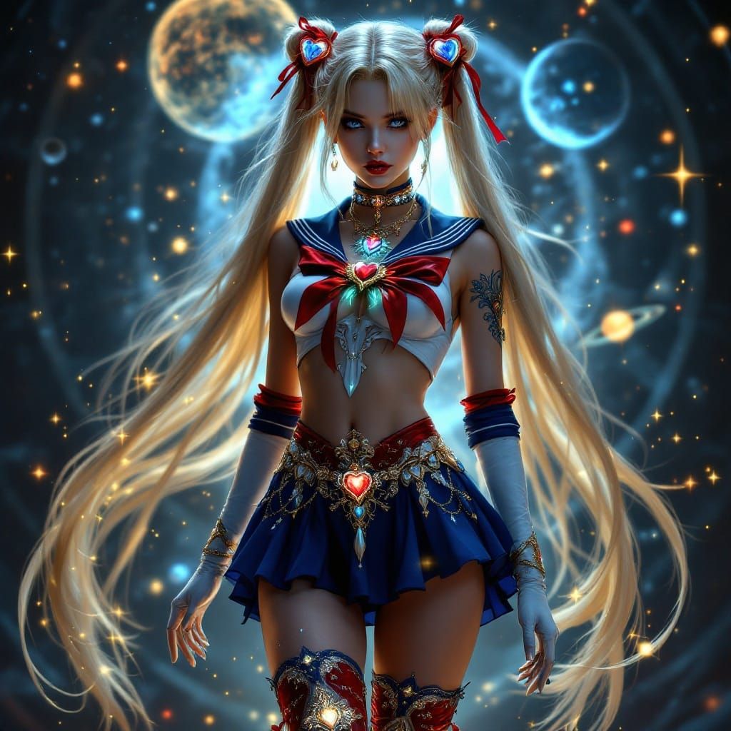 Ethereal Goth Sailor Moon in Dark Fantasy Attire