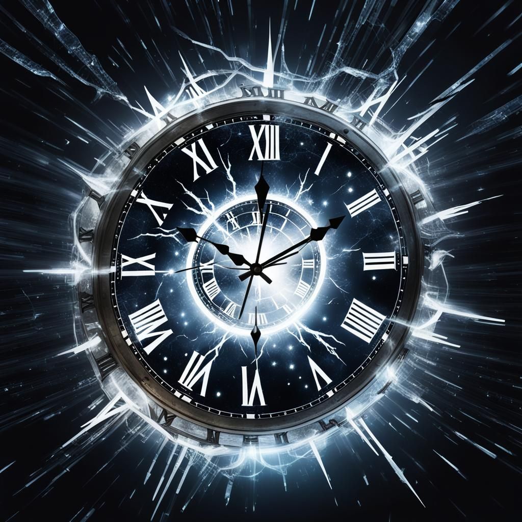 Surreal Frozen Clockface in Dark Outer Space