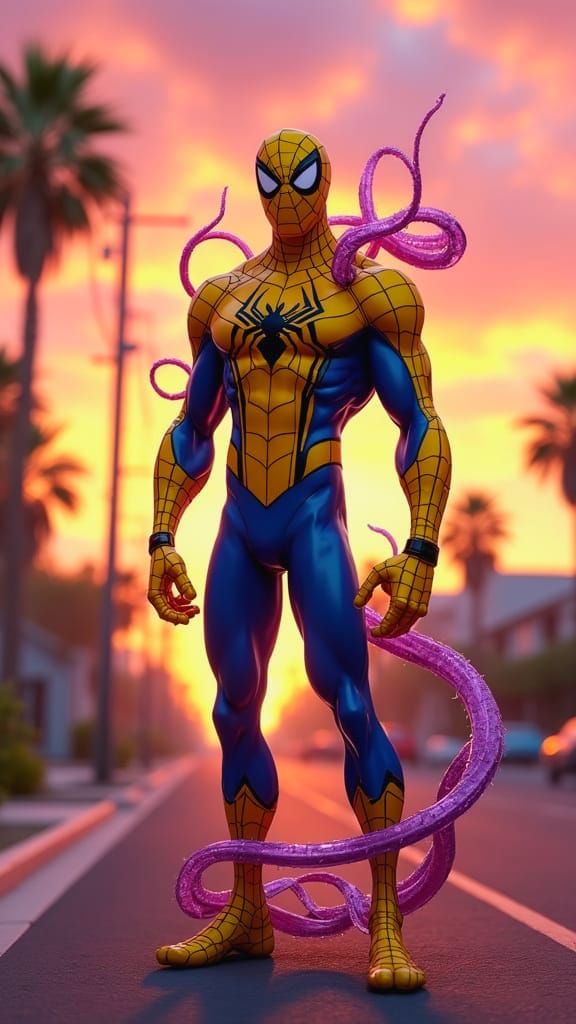 Spider-Man in Symbiote Suit, 3D Cartoon Style