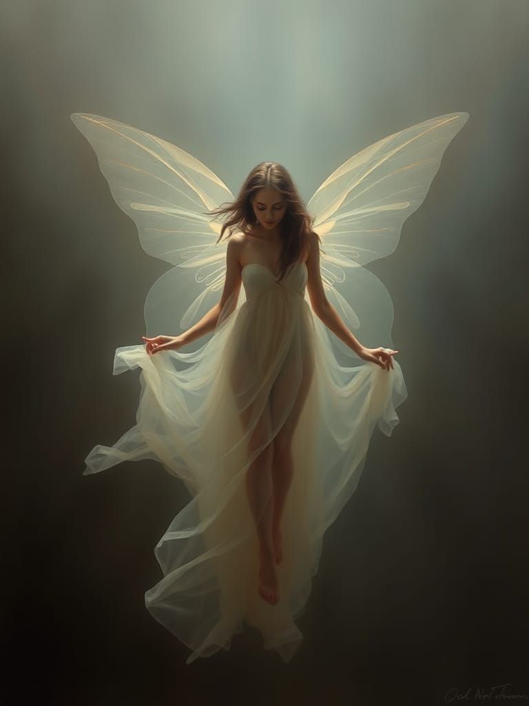 Ethereal Gossamer Fairy in Surrealist Style