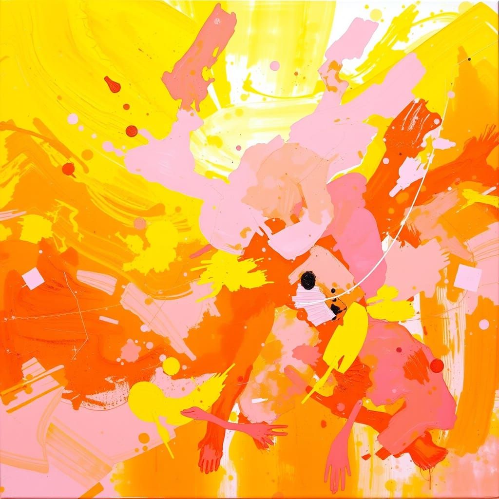 Abstract Expressionist Painting of Joyful Colors