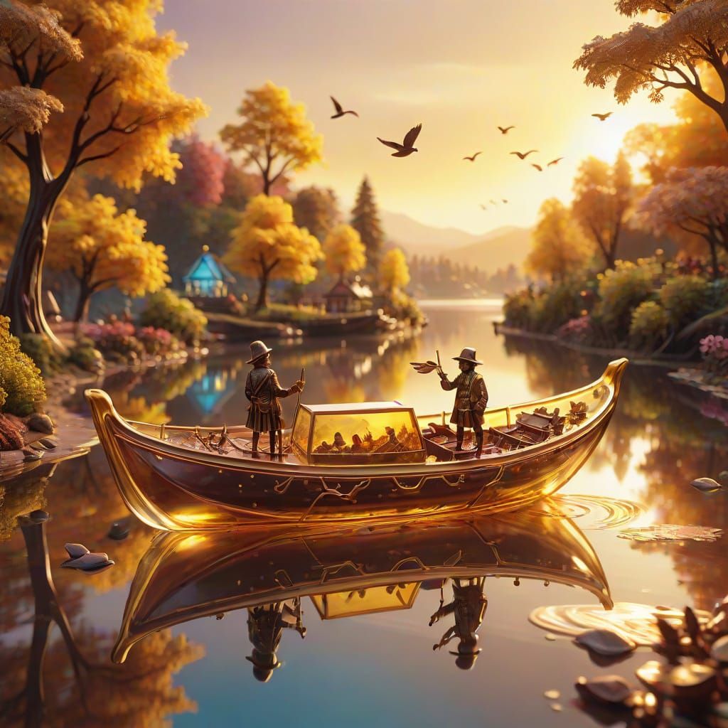 Chocolate Boat Fantasy River Scene in Digital Art