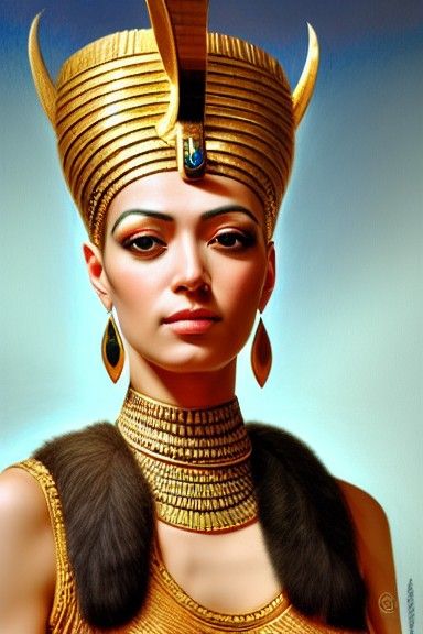 Egyptian Goddess Ma'at Portrait in Mystical Style