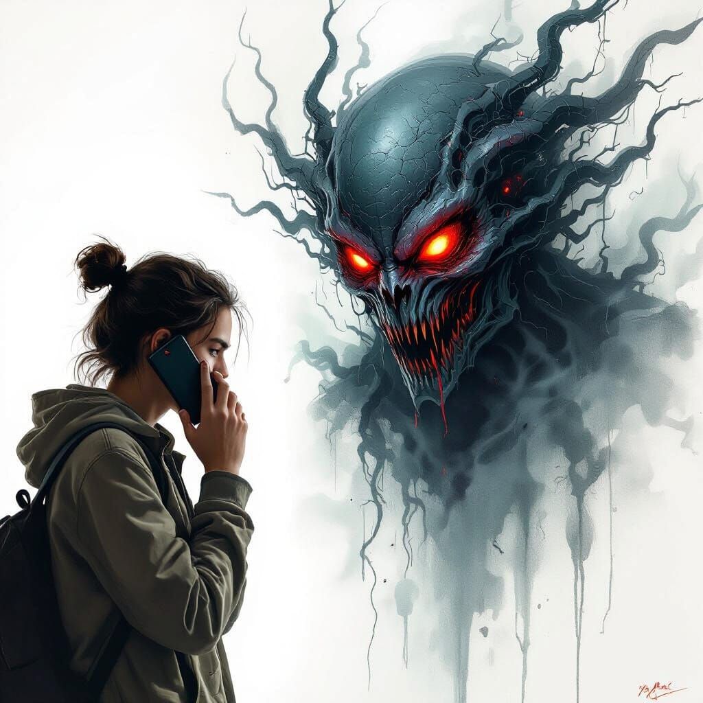 Terrifying Creature Emerges from Phone Screen