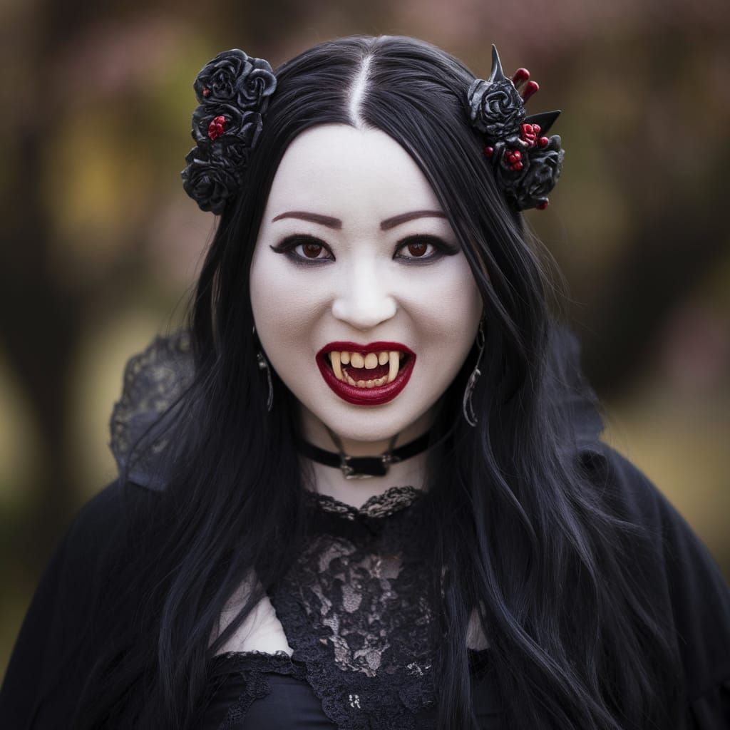 Ethereal Japanese Gothic Vampire in Midnight Glamour
