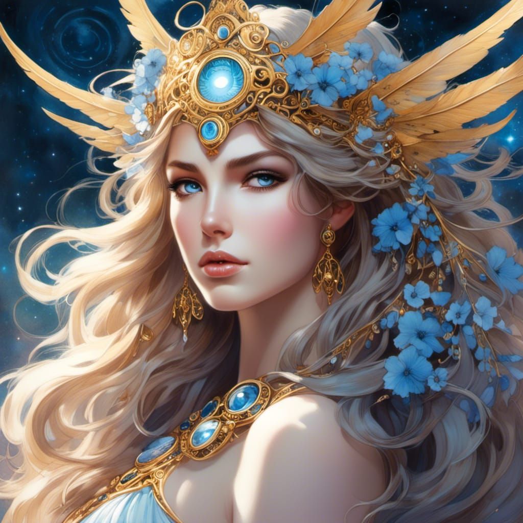 Athena, Goddess of Wisdom in Watercolor Style