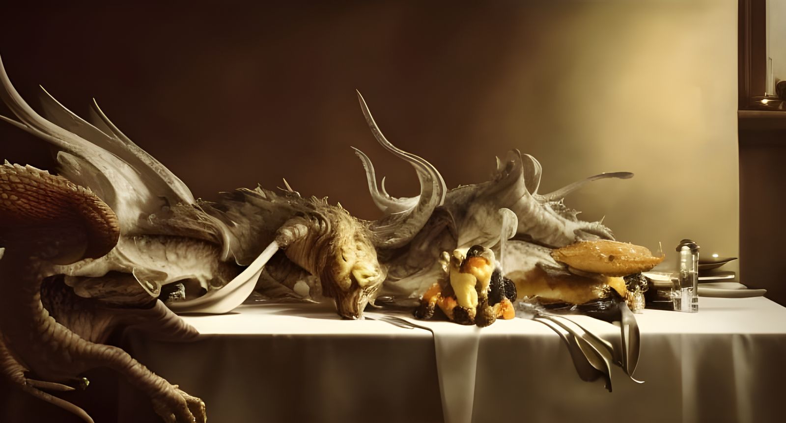 Fresh Dinner Painting in Hypermaximalist Style