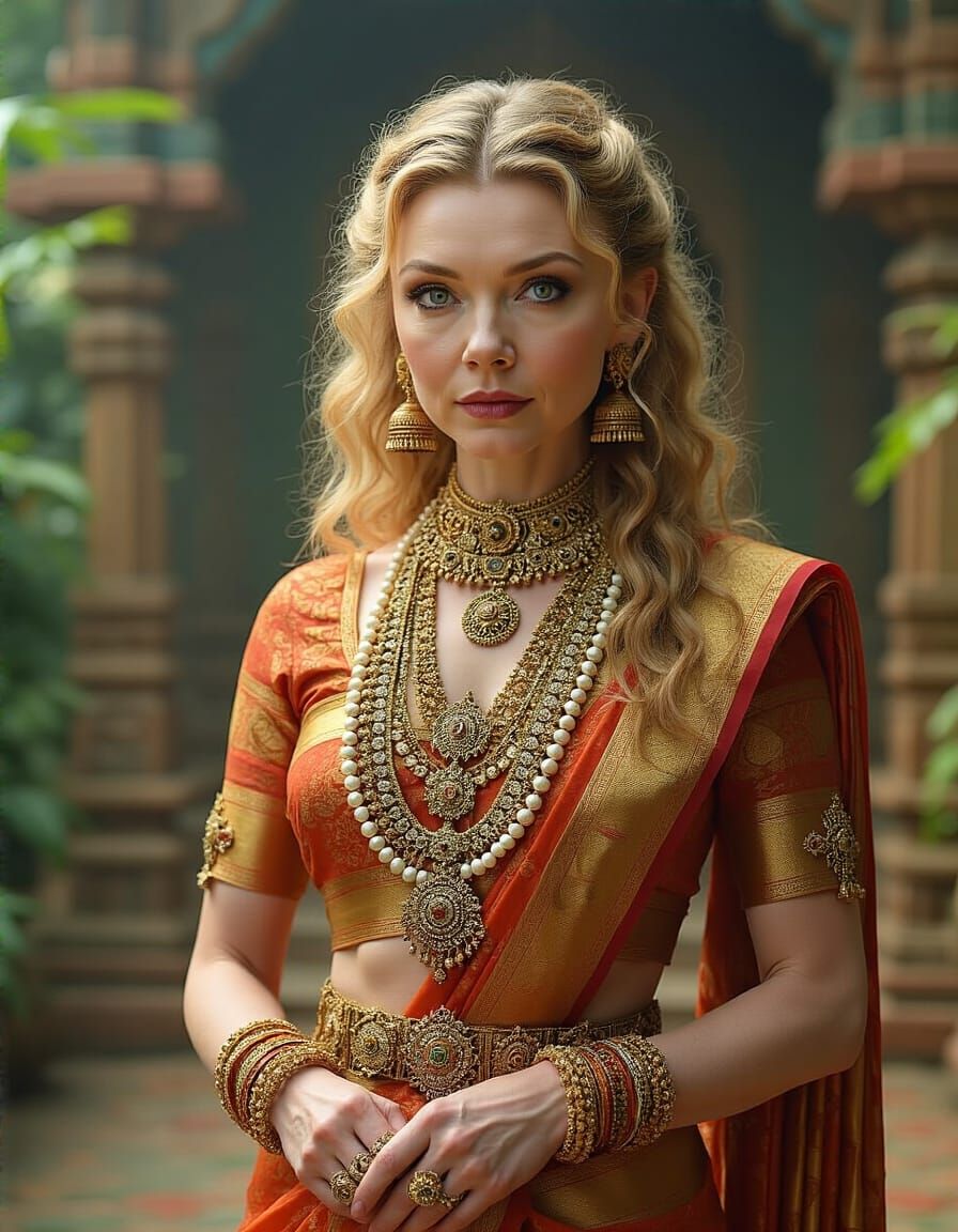 Hindu Goddess Portrait in Classical Indian Style