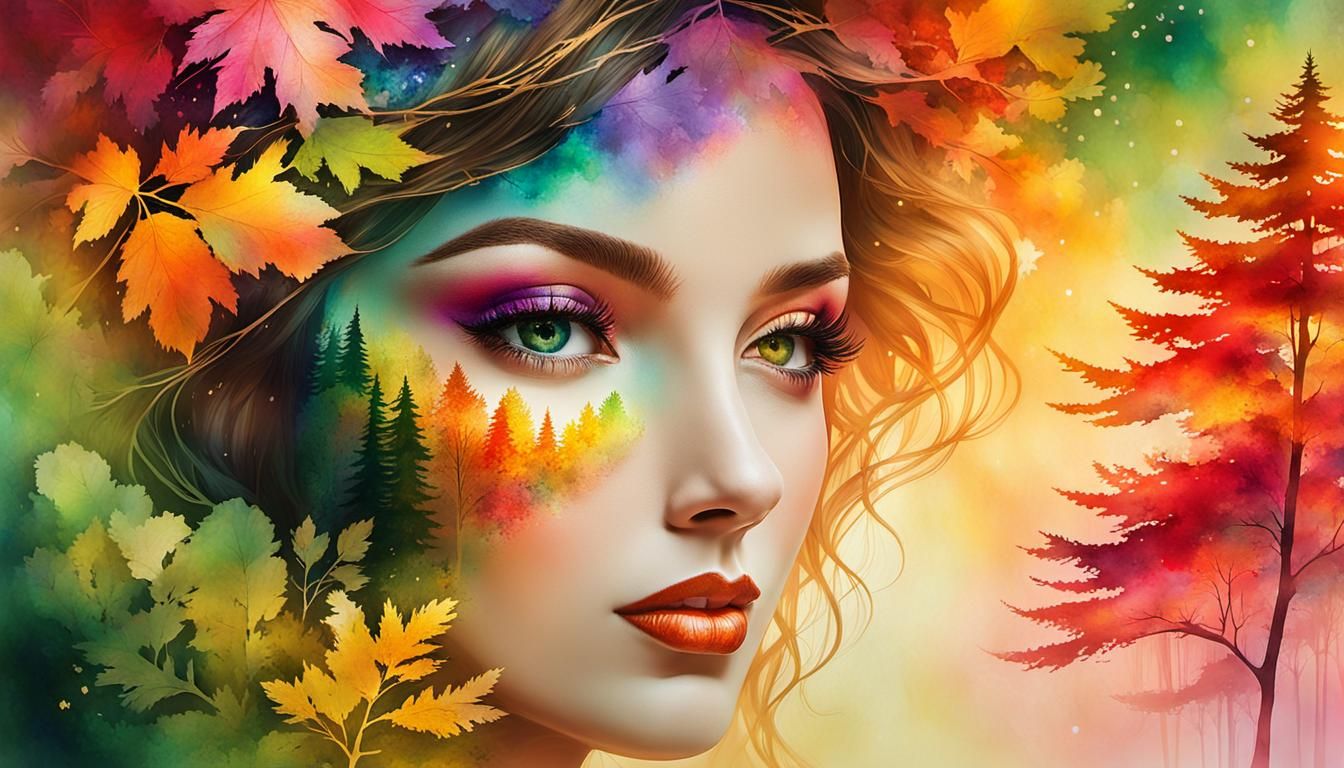 Surreal Double Exposure Portrait with Forest Landscape