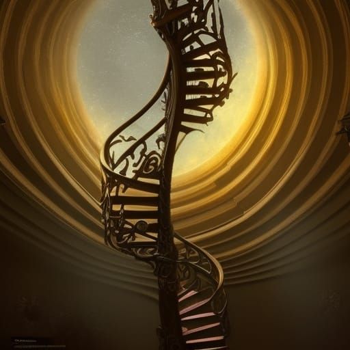 Elven Baroque Rose Staircase in Dark Fantasy Style