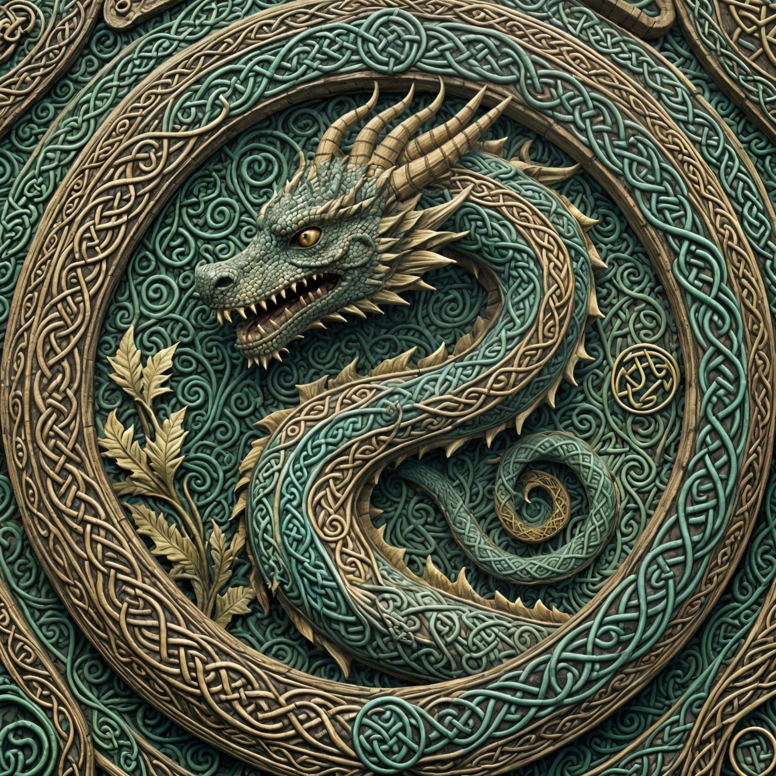 Celtic Knotwork Dragon Spiraling into Infinity