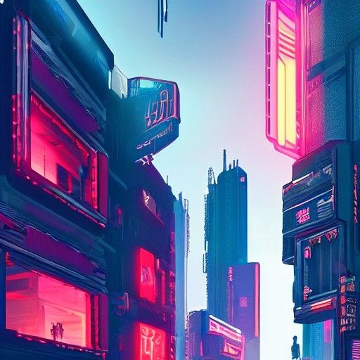 Cyberpunk Cityscape: Neon Buildings of the Future