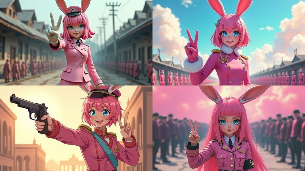 Commandant Bunny in Pink SS Uniform