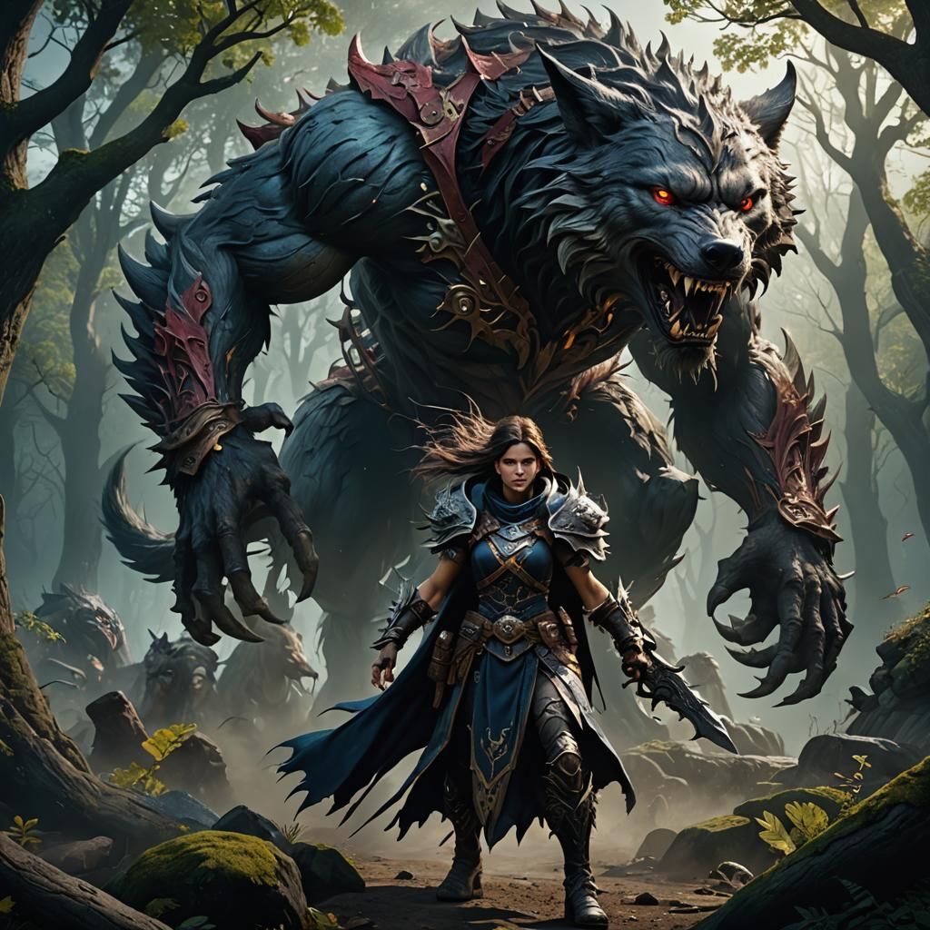 Wolf-Human Hybrid Monster in Detailed Digital Painting