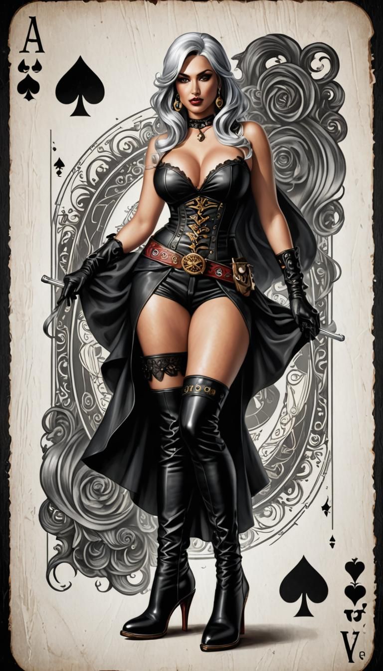 Ace of Spades Pinup Card in Hyperrealistic Style