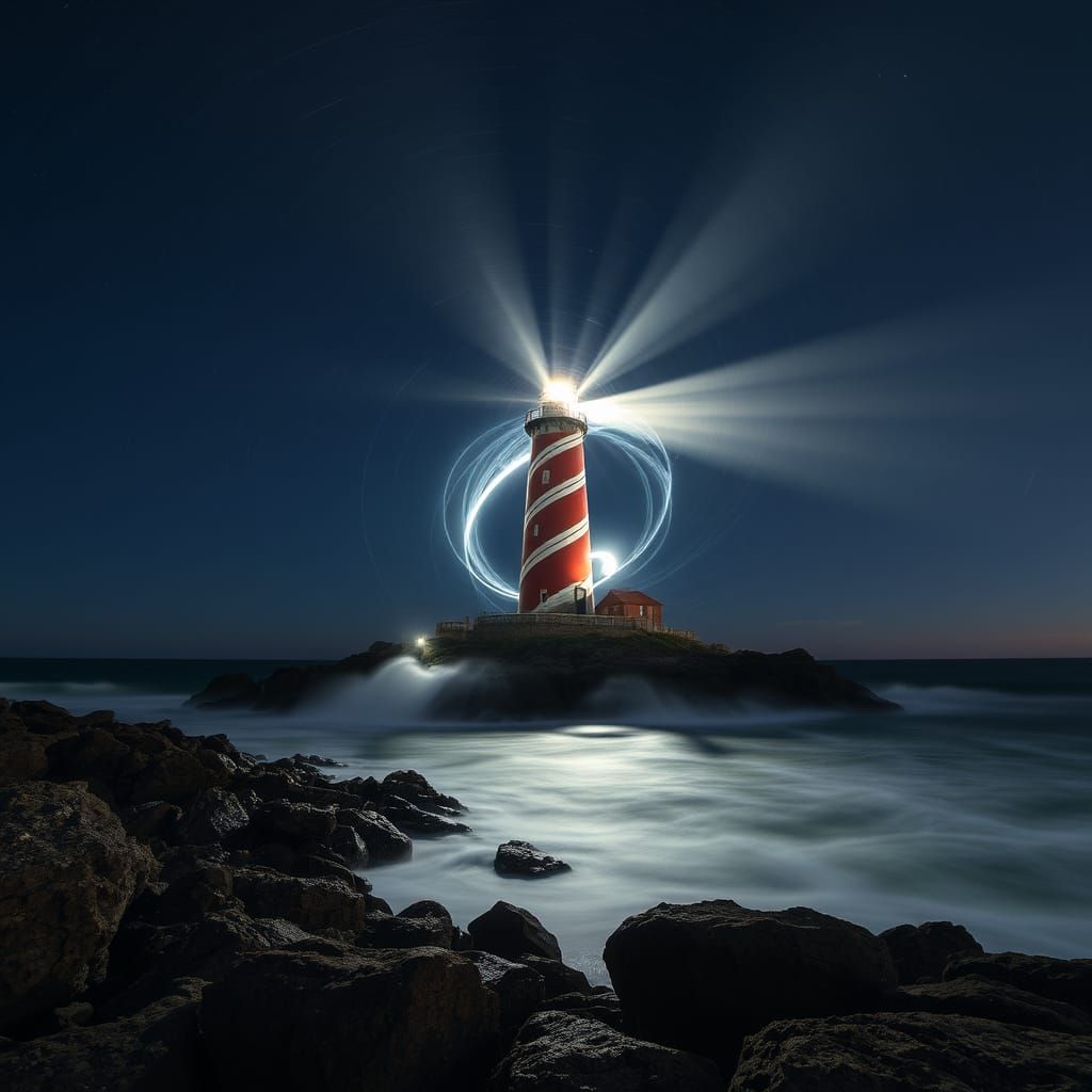 Lighthouse Light Painting in a Whirlpool