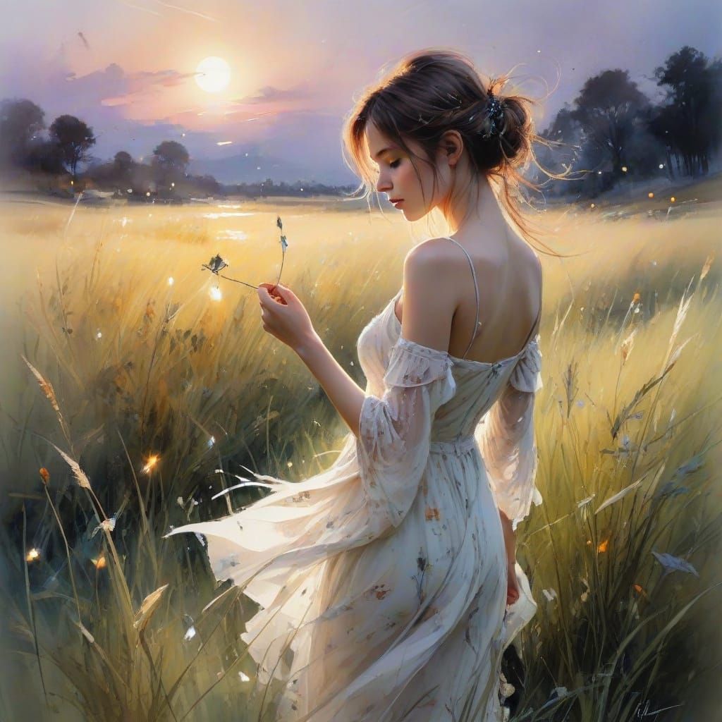 Luminous Firefly Over Serene Twilight Field