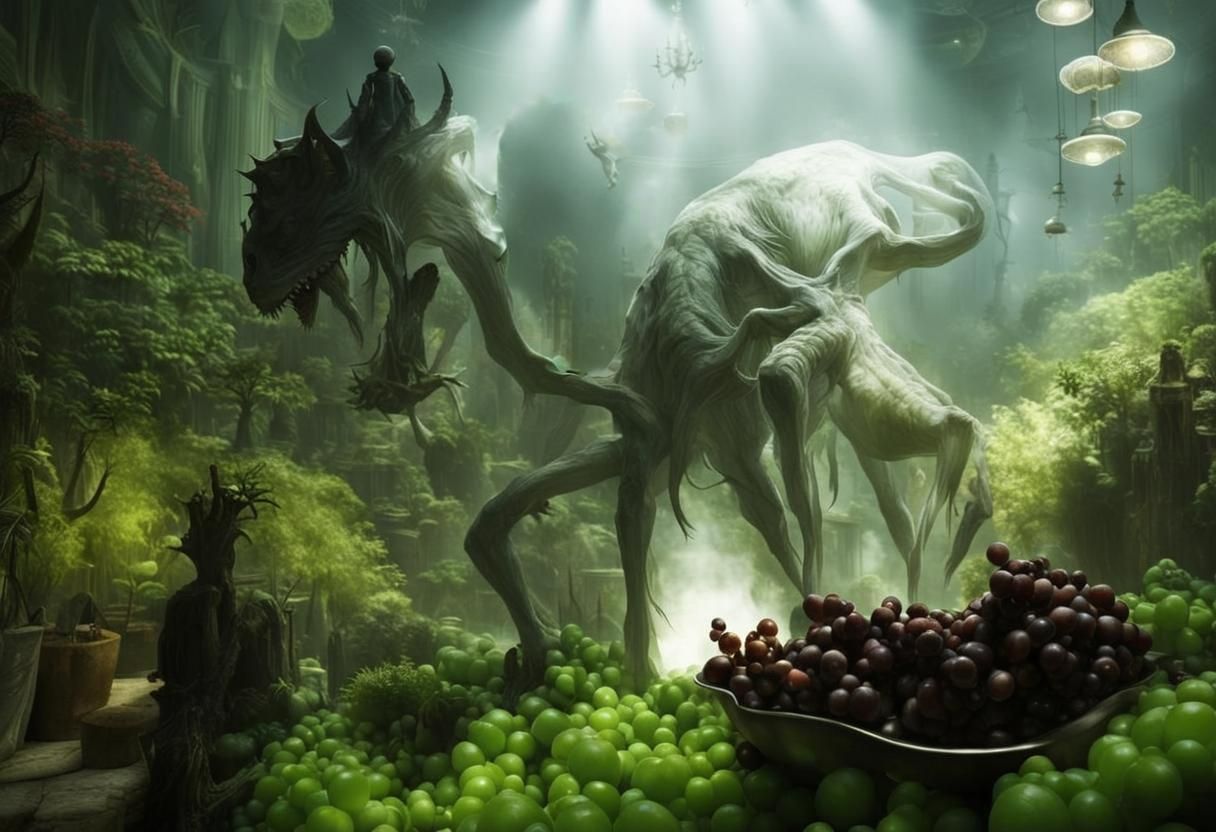 Surreal Alien Restaurant Celebration in Magical Realism Styl...