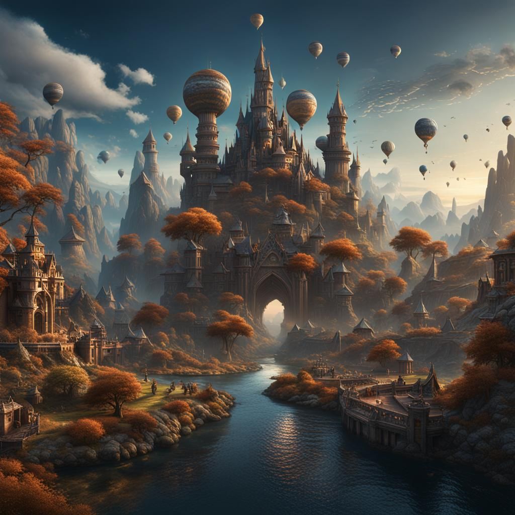 Fantastical Detailed Matte Painting in Deep Color