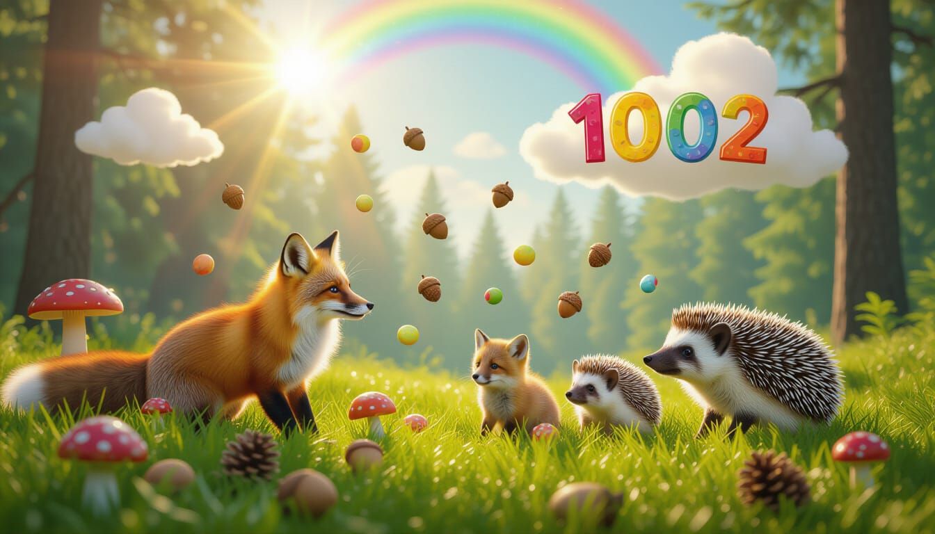 Enchanted Forest Scene with Falling Treats, Professional Pho...