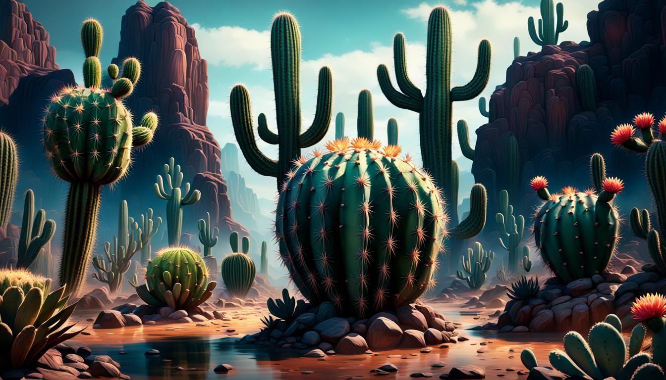 Cactus Dancing with Ghosts: Fantasy Concept Art