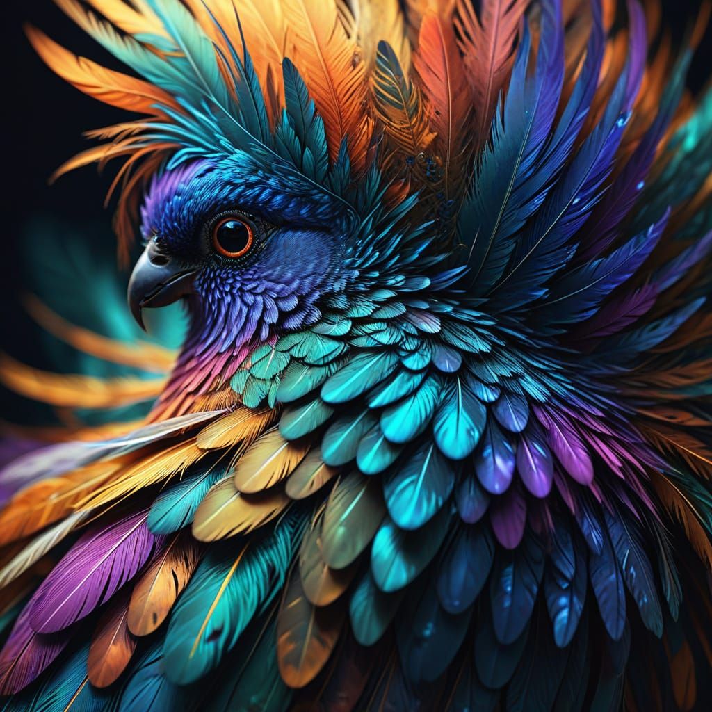 Vibrant Bird Plumage in Macro Photography