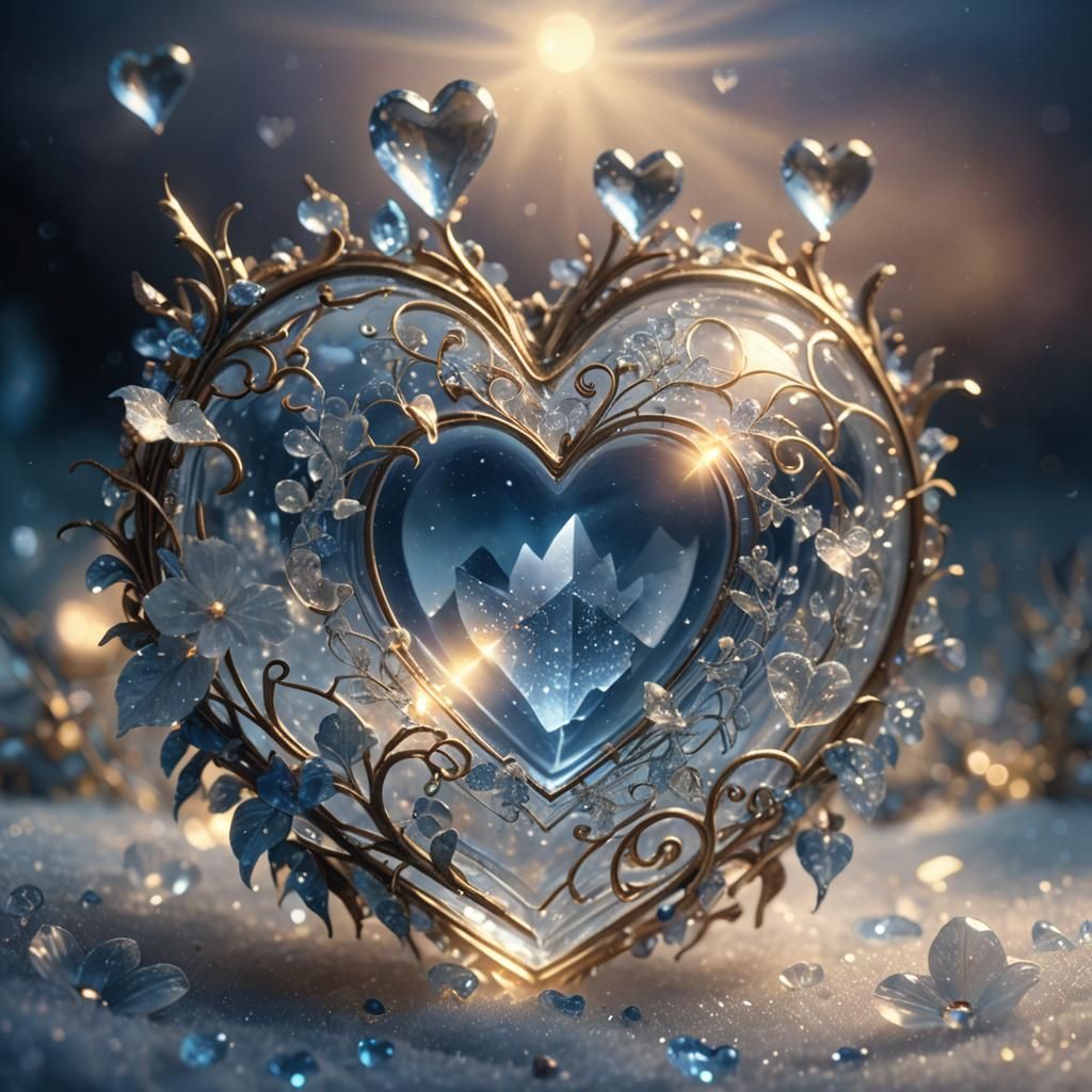 Crystal Heart in Shimmering Mist: Digital Matte Painting