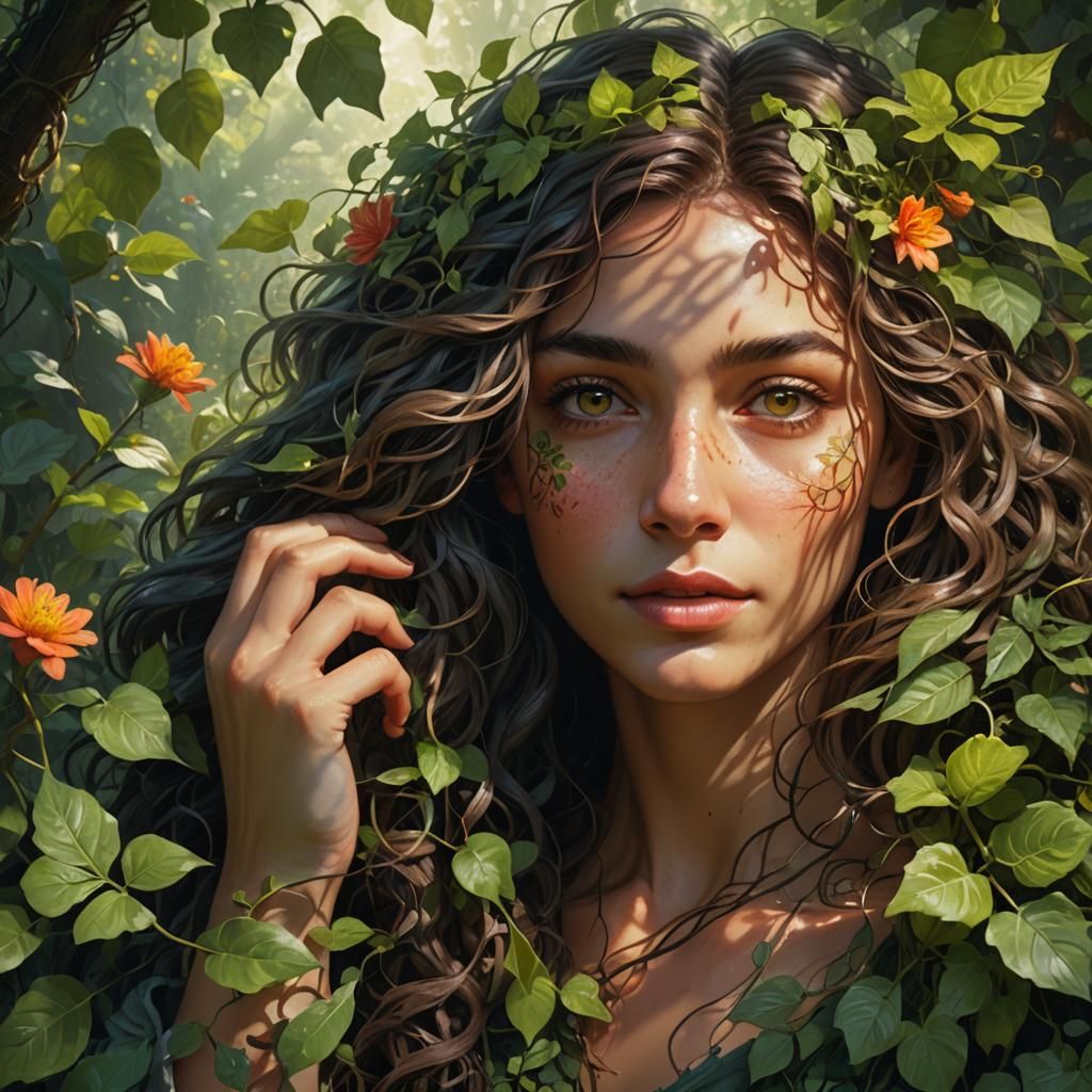 Woman Embraces Nature in Hyperrealistic Concept Art