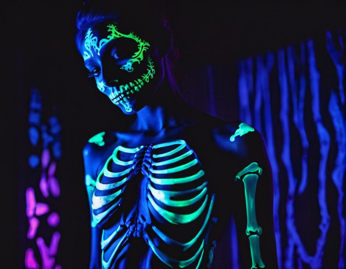 Macabre Dancer Portrait in Black Light