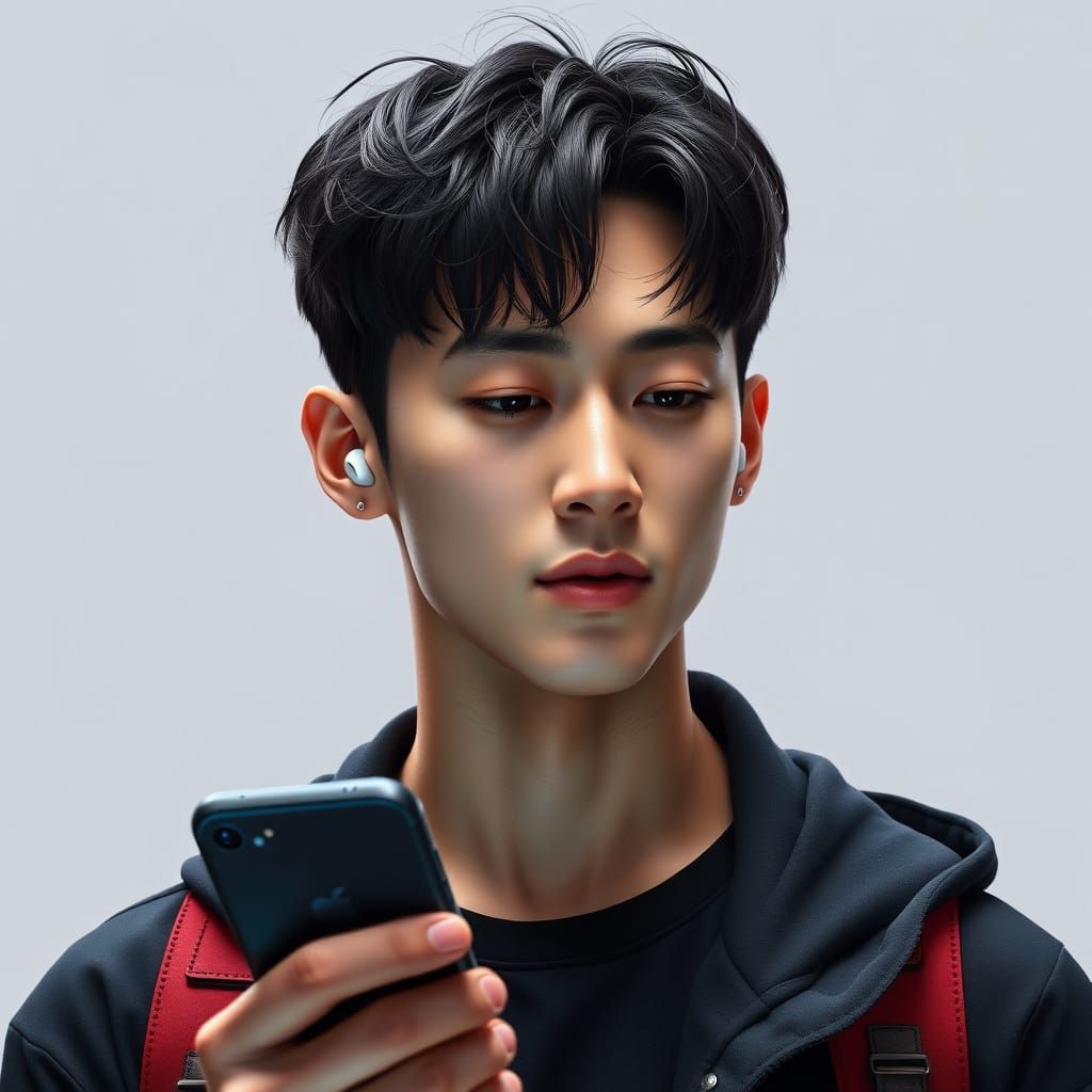 Korean Man Portrait with Dynamic Lighting & Splash Art