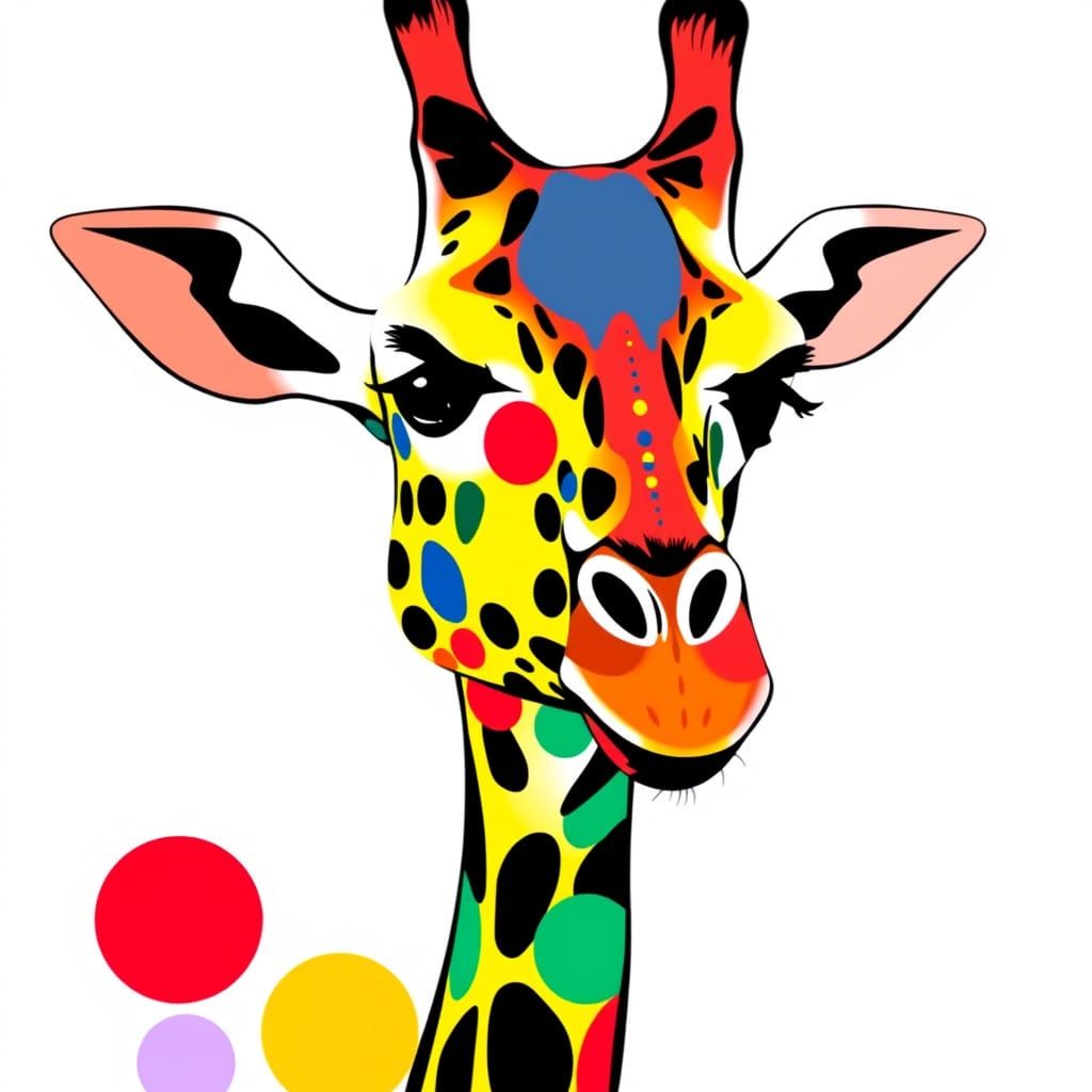 Vibrant Pop Art Giraffe in Bold Colors