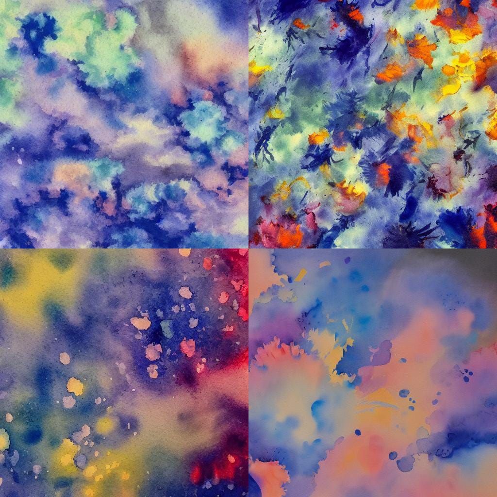 Indigo Gouache Watercolor Impressionist Masterpiece