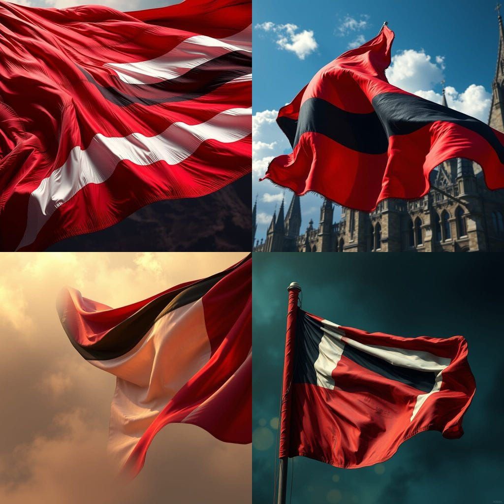 Epic Fantasy Flag Waves in Detailed Matte Painting Style