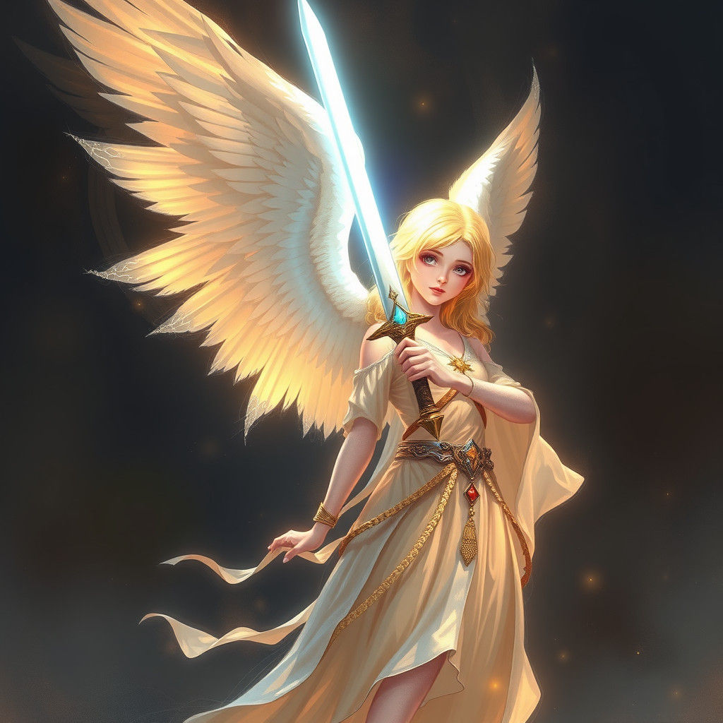 Radiant Angel with Sword in Divine Light