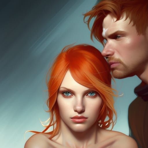 Blond Woman Side-Eyeing Redhead Portrait