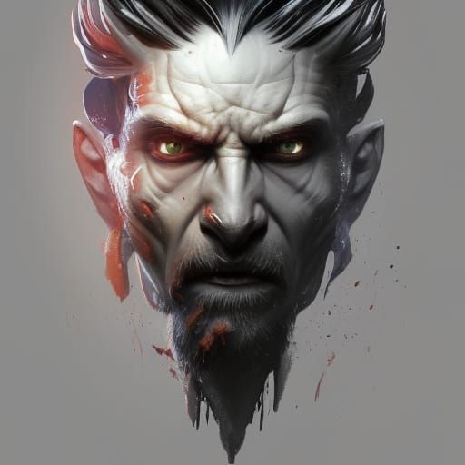 Demonic Yūrei Portrait in Art Nouveau Style