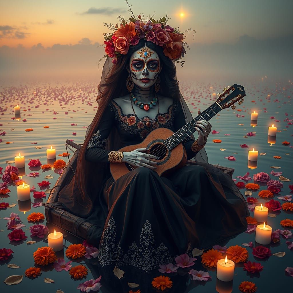 Day of the Dead Catrina on Marigold Lake