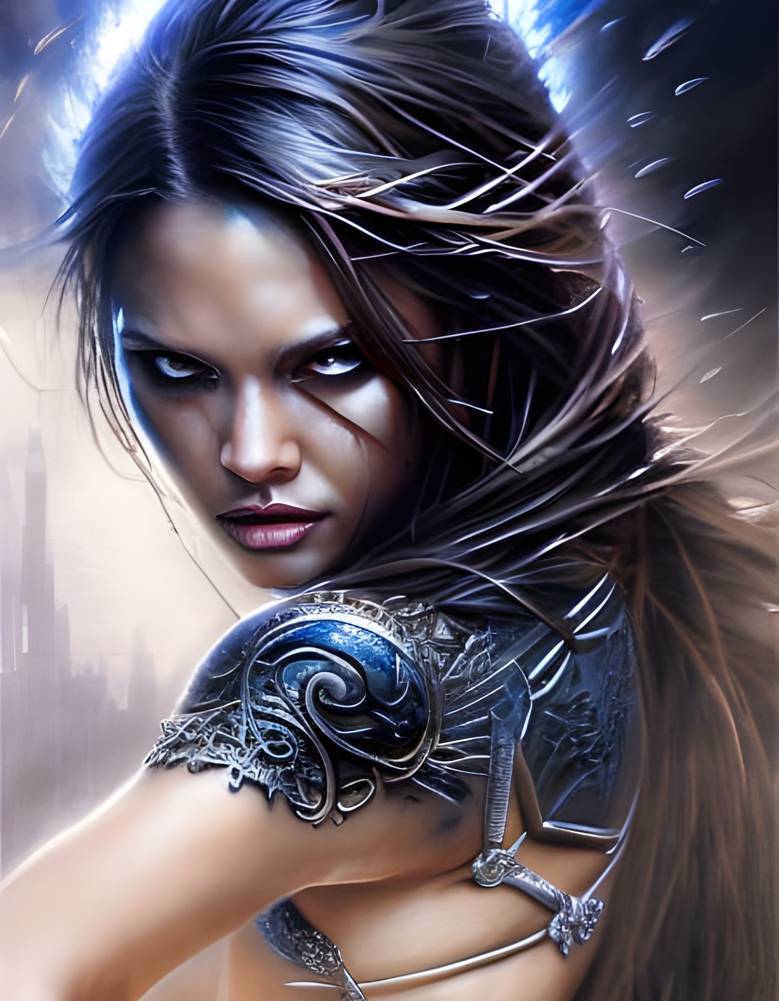 Furious Lightning Goddess in Epic Fantasy Style