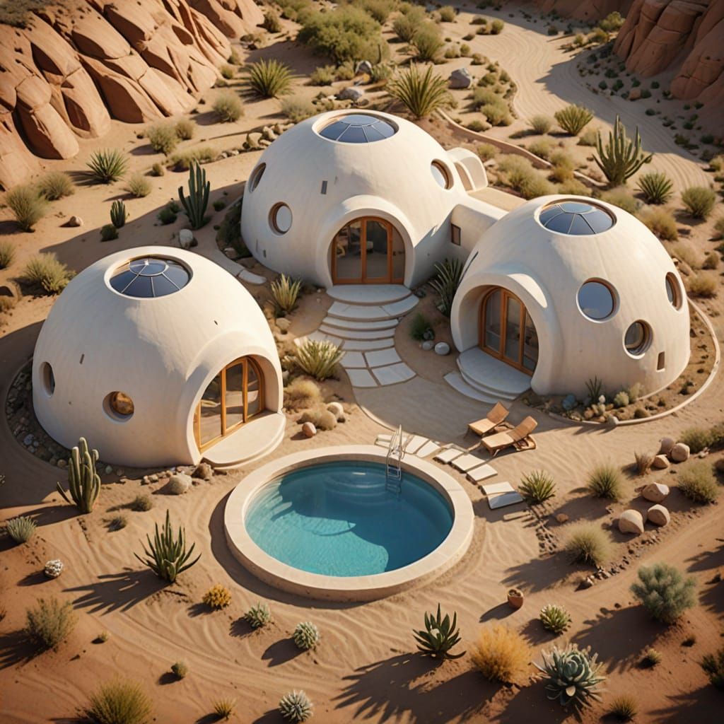 SuperAdobe Eco-Dome Desert Home in CalEarth Style