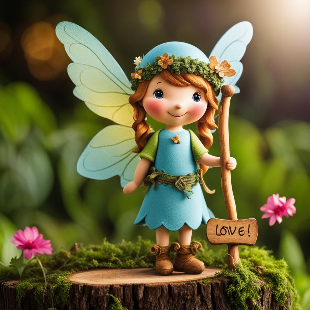 Cute Fairy Holding a Sign That Says Love It!