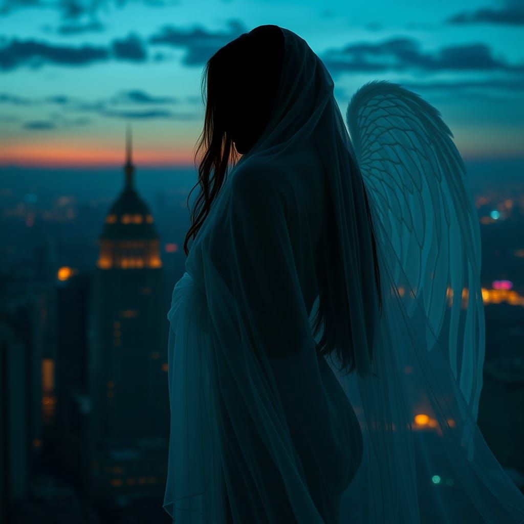 Vampire Angel Shrouded in Dark Elegance