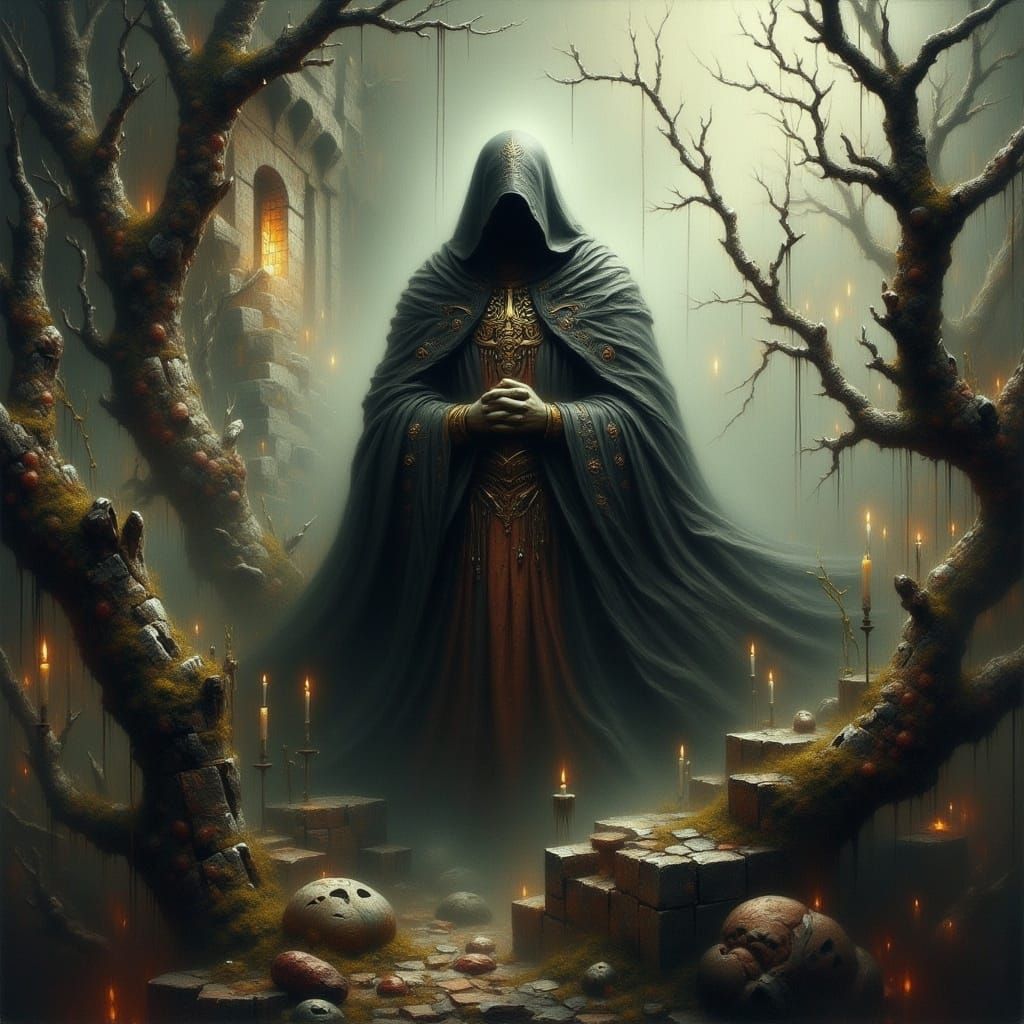 Mad Warden of Gothic Ruins in Dark Romanticism