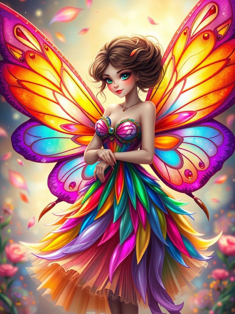Enchanted Fairy in Whimsical, Iridescent Colors