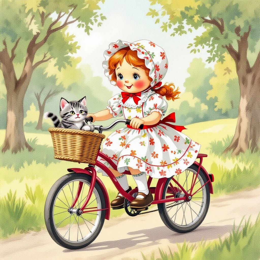 Raggedy Ann's Whimsical Ride Through the Park