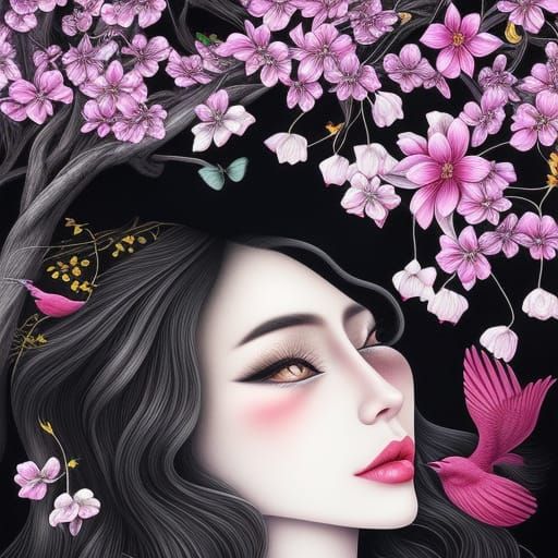 Girl with Drinks: Vivid Vector Art Fairytale